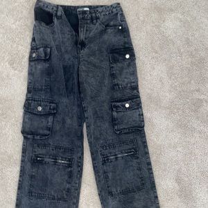 Acid Wash Cargo Jeans